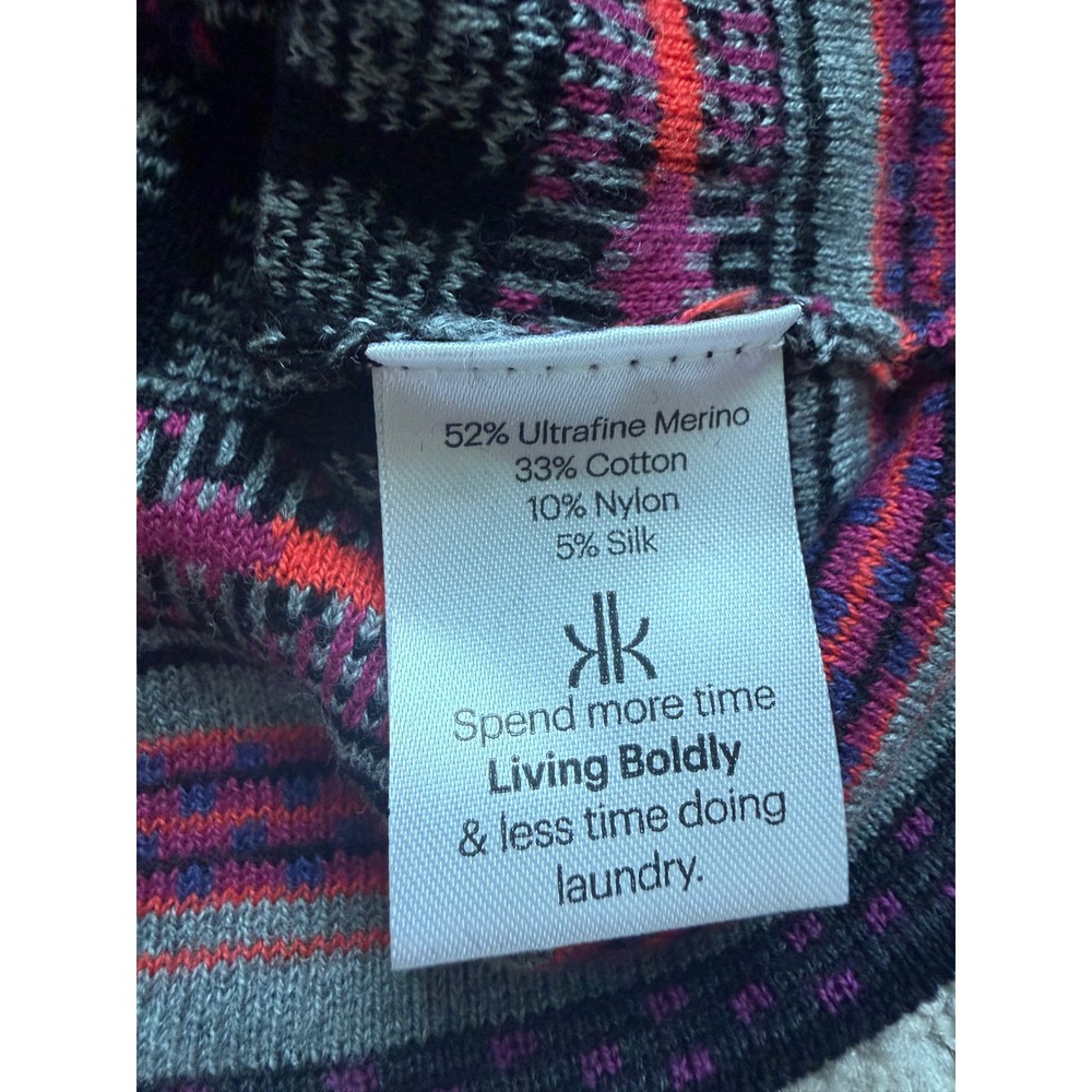 Krimson Klover Ethnic Fair Isle Merino Wool silk Pull On Skirt Women L Knit EUC - Picture 5 of 6